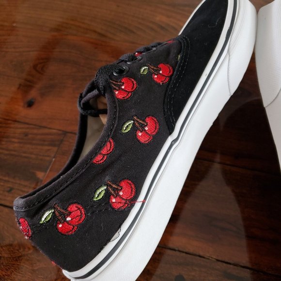 Vans Authentic Cherries Black Suede/ Canvas Skate Shoes Women's Size 6 Cherry - Picture 8 of 11